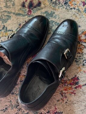 Brioni- Men's Black Double Monk Strap Leather Shoes